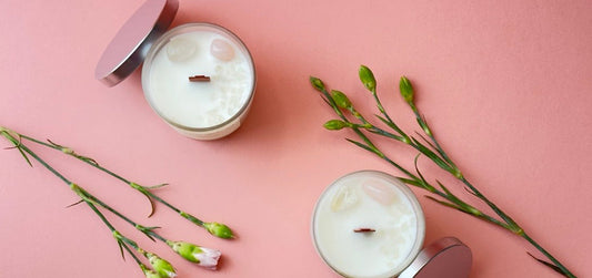 INNCALM Scented Candles, eco-friendly soy wax for a long and clean burn, crystal decor and wooden wick.