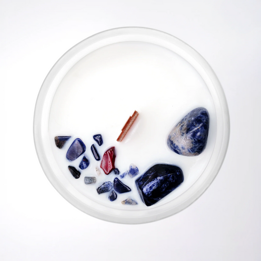 Marriott Hotel luxury candle with a smooth soy wax surface and wooden wick, creating a gentle, crackling sound for relaxation