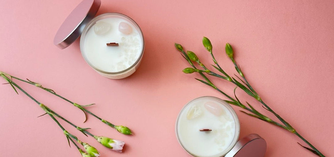 INNCALM Scented Candles, eco-friendly soy wax for a long and clean burn, crystal decor and wooden wick.