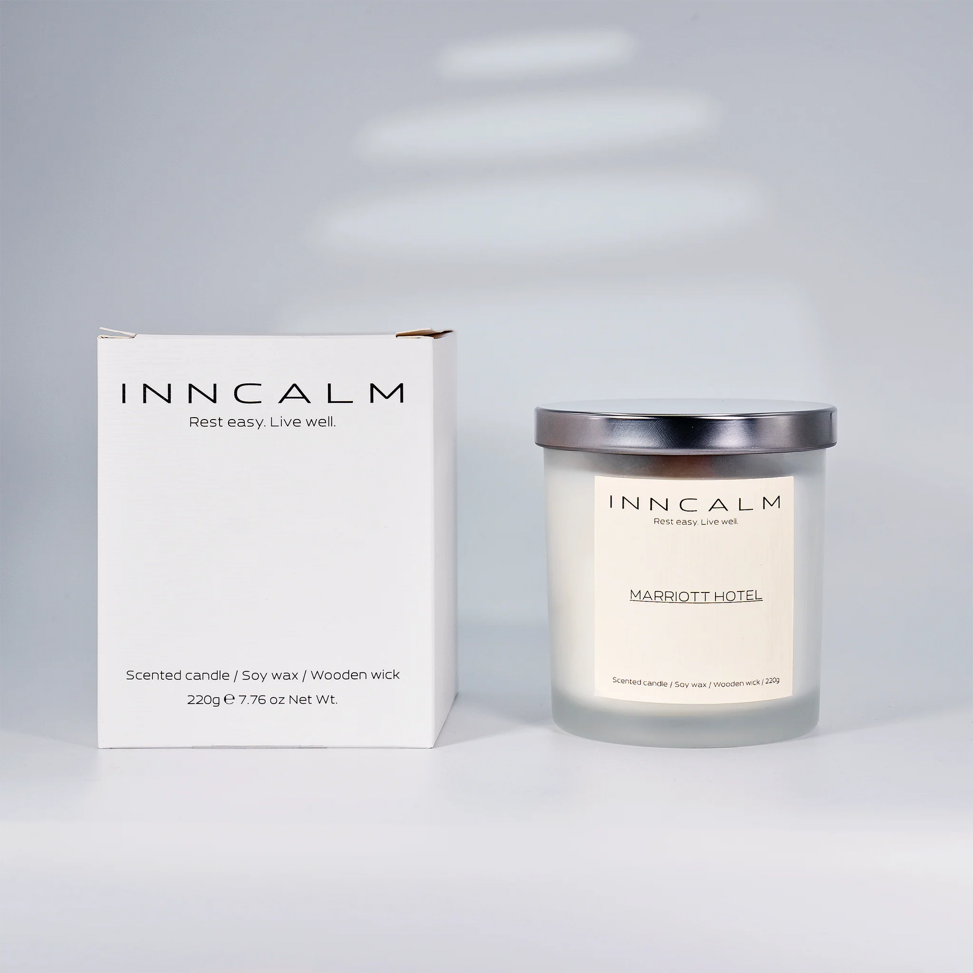 Premium Marriott Hotel candle packaging, perfect for gifting, creating a luxurious home spa, or adding elegance to any space